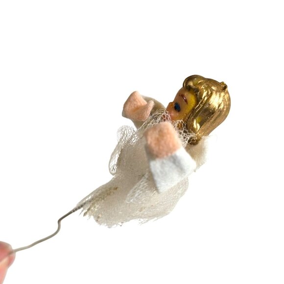Vintage 60s Angel Floral Pick Hard Plastic Head Tulle Christmas Crafting Japan - Picture 5 of 7